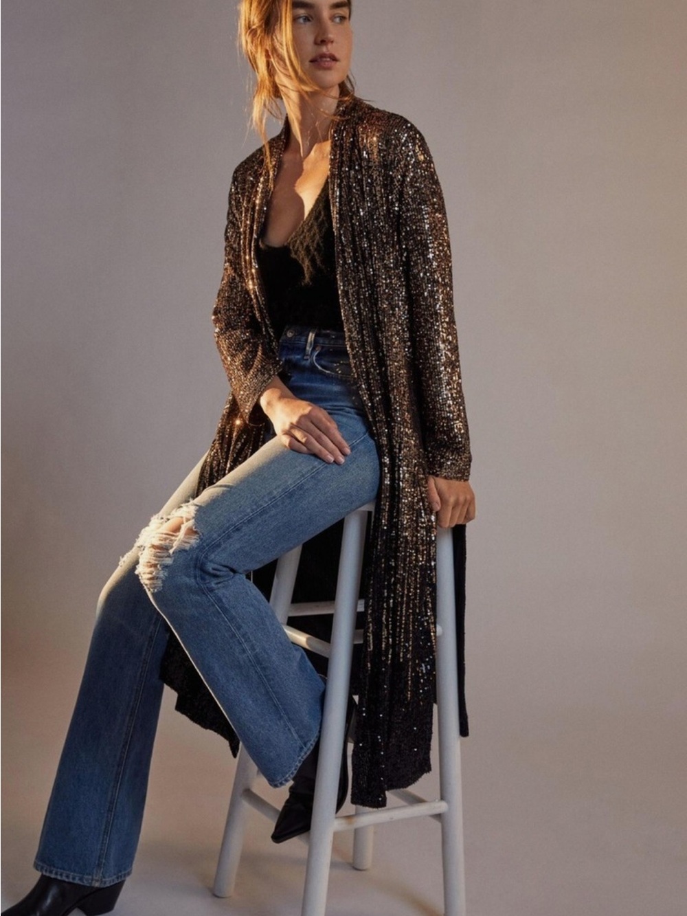 Anthropologie Dulcinea Sequin Duster